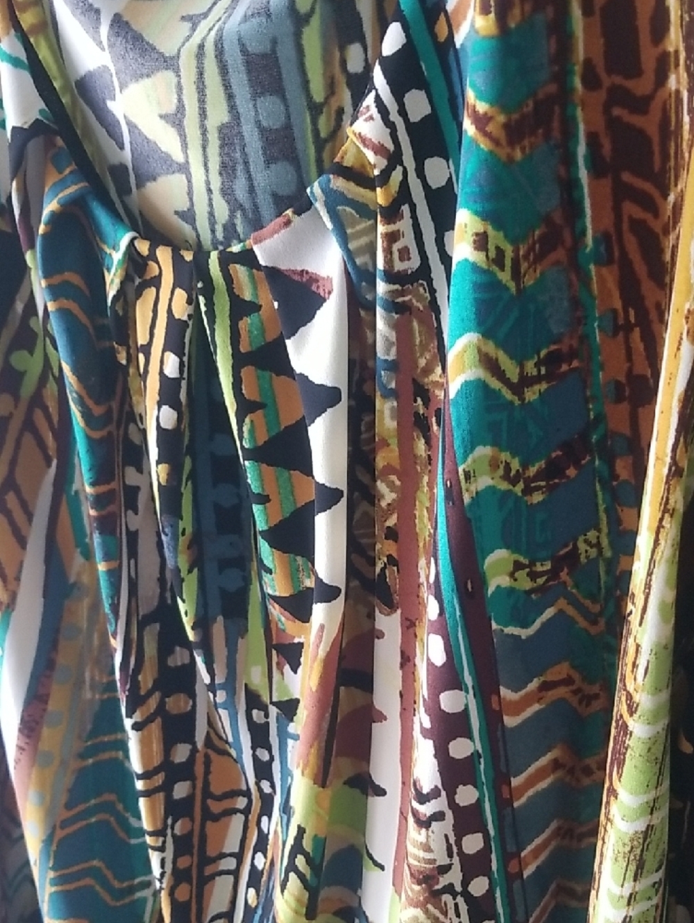 Jones Studio Multicolor Printed Sleeveless Tank Top - Green/Brown/Yellow - Picture 4 of 5